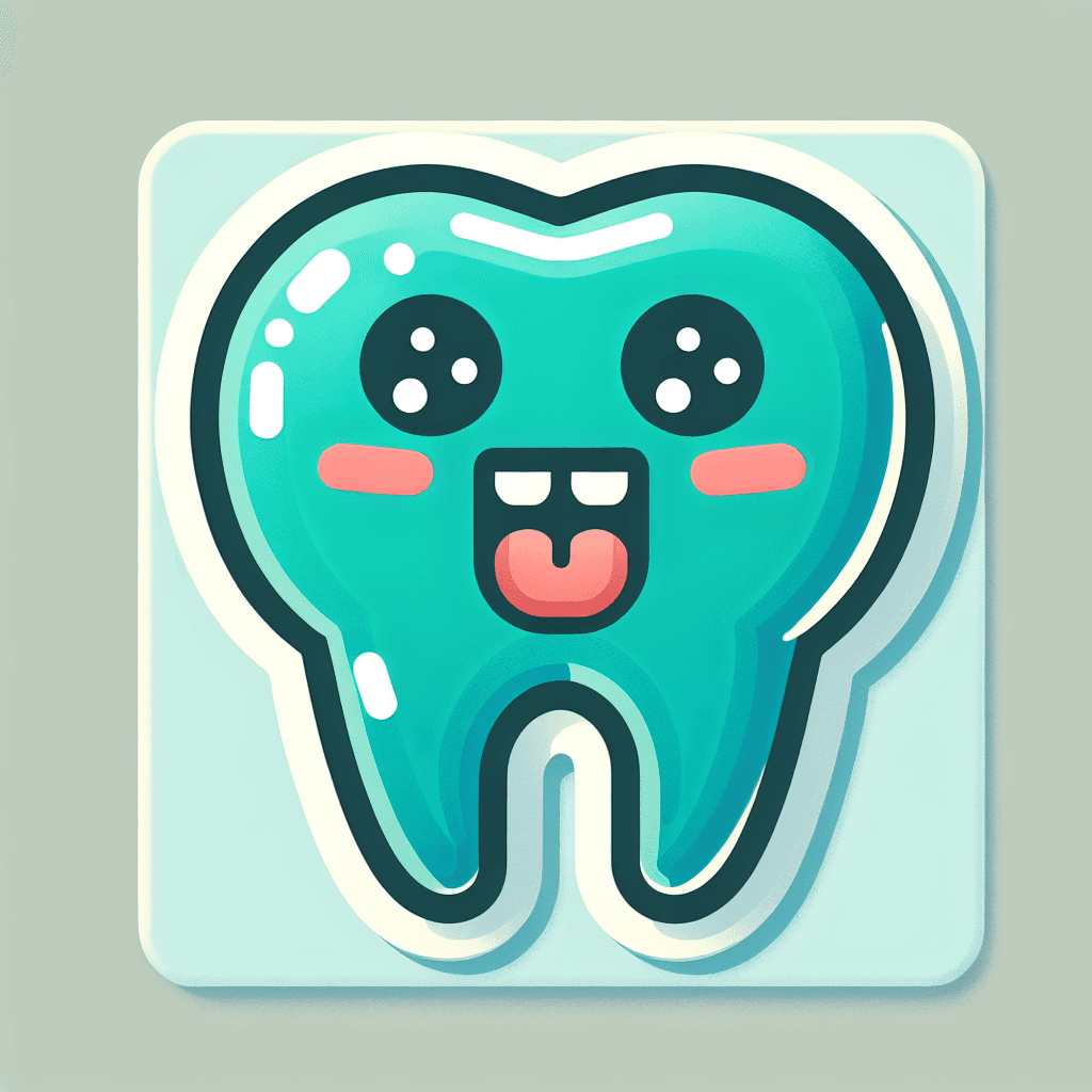 Un diente con lengua  afuera y ojos